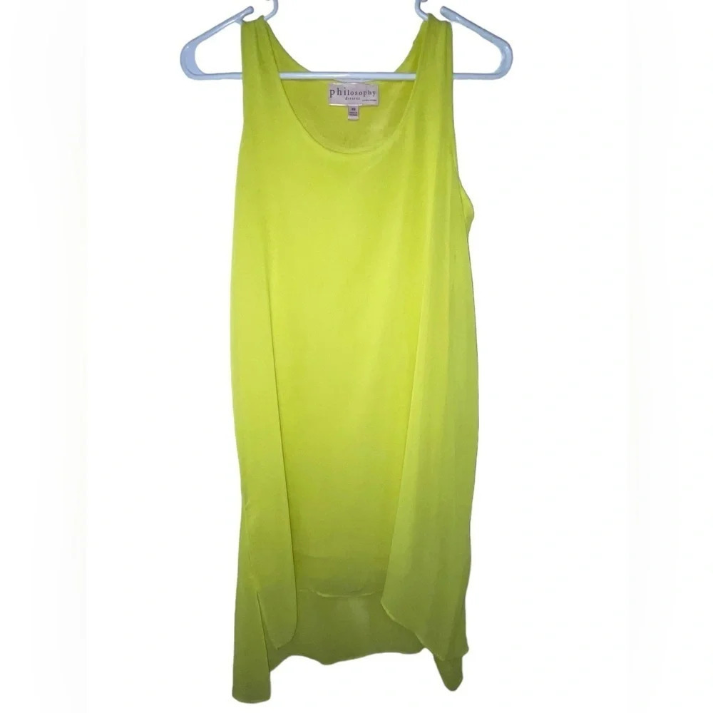 Philosophy Sleeveless Sheer MIDI Dress Women’s Size XS Bright Yellow Hi Low